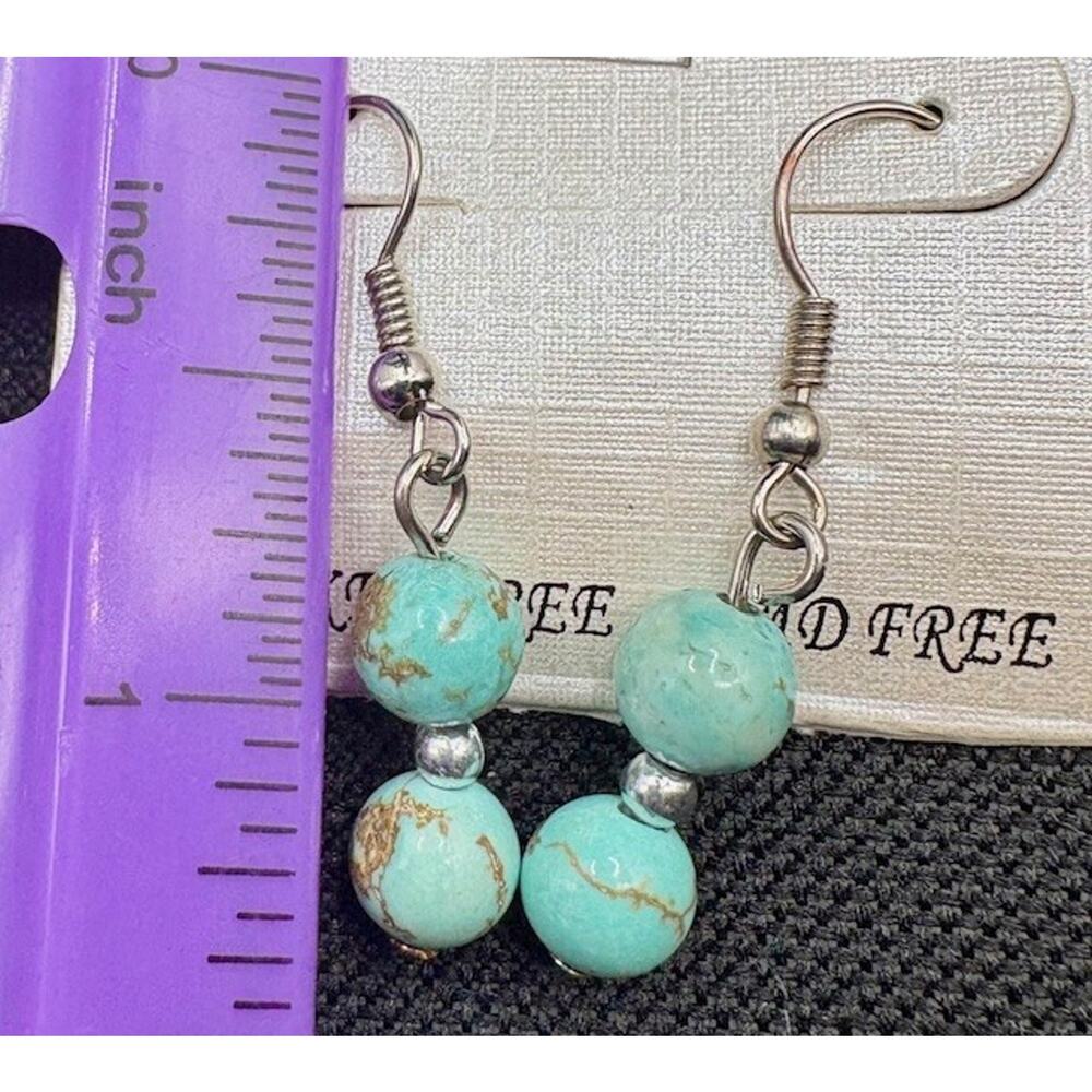 Turquoise Style Beaded Stone Necklace and Earring Set - Nickel and Lead Free - Picture 4 of 7